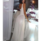 Women's deep V-neck solid tulle camisole dress