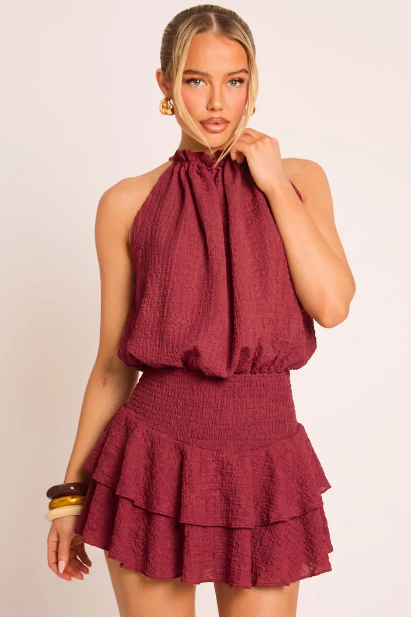 Black Textured Flippy Playsuit - Bernice