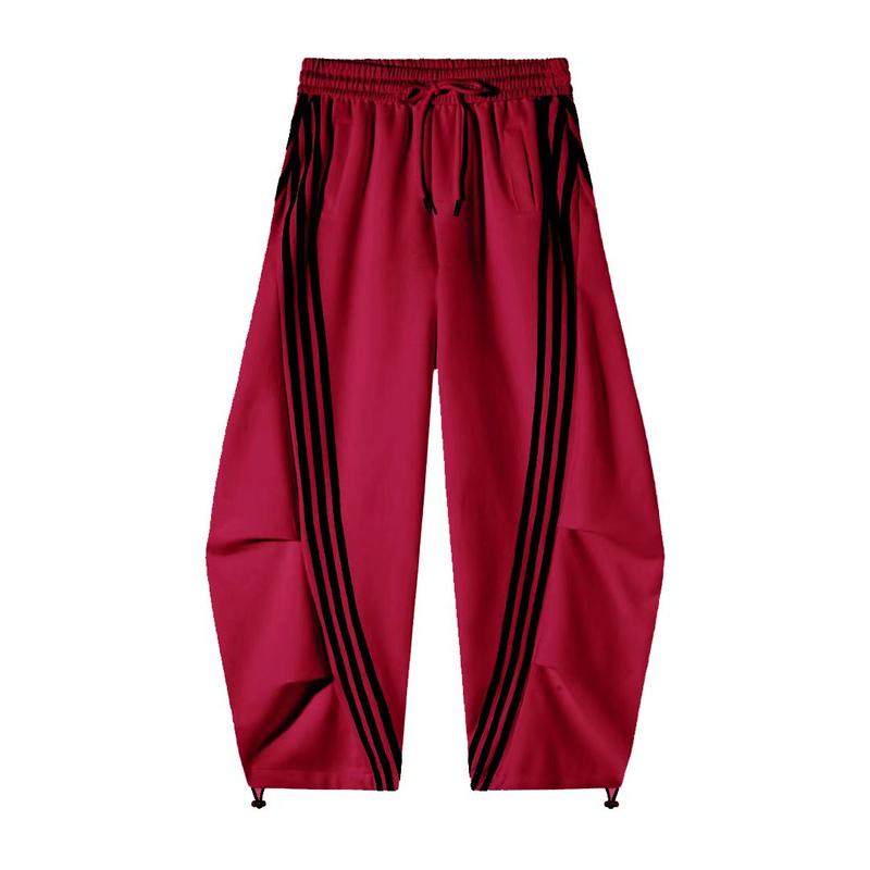 Loose Wide Leg Striped Track Pants Women's Casual Streetwear Joggers with Elastic Waistband & Side Pockets for Workout Clothes