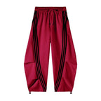 Loose Wide Leg Striped Track Pants Women's Casual Streetwear Joggers with Elastic Waistband & Side Pockets for Workout Clothes