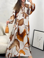 2026 New Floral Long Sleeve Dress, Versatile V-Neck Casual Maxi Dress, Loose Fit Elegant Style for Women