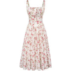 Women's Strappy Sleeveless Milkmaid Corset Flowy Midi Sundress