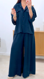 CONJUNTO CAMISA + PANTALÓN ANCHO LISO