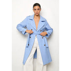 Trench coat, lined, lapel, double-breasted, with belt, front pockets, comfortable women's wear, elegant and versatile, suitable for any occasion, formal or casual, especially suitable for autumn, winter and spring.