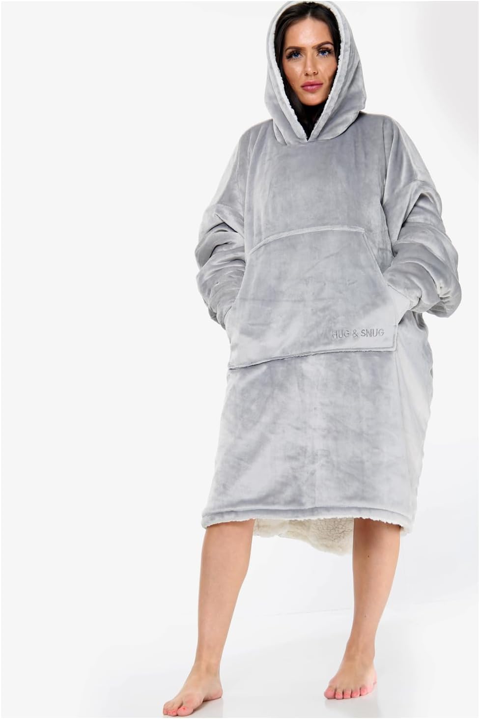 Oversized Hoodie Blanket Men Women, Ultra Soft Sherpa Fleece Warm Cosy Wearable Throw Sweatshirt Snuggle Oodies for Adults Teens with Big Pocket