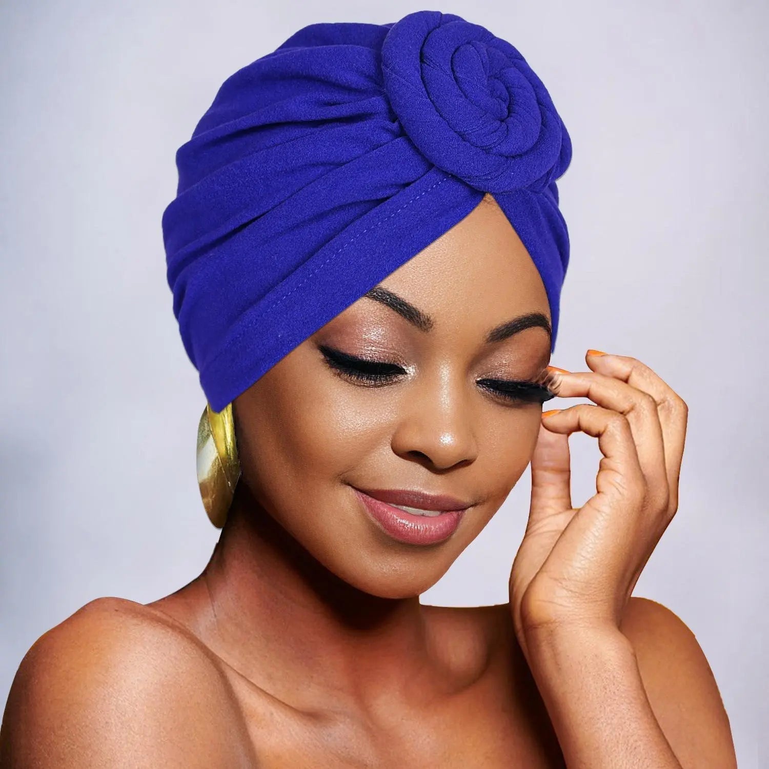 Women's Elegant Solid Color Flower Decor Turban Hat, Casual Trendy Head Wrap, Fashionable Clothes Accessories for Daily Use