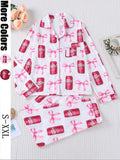 Women's Dr Pepper Pajama Set, Long Sleeve Soda Print Sleepwear, Cozy Soft Fabric Loungewear Gift for Fall and Winter