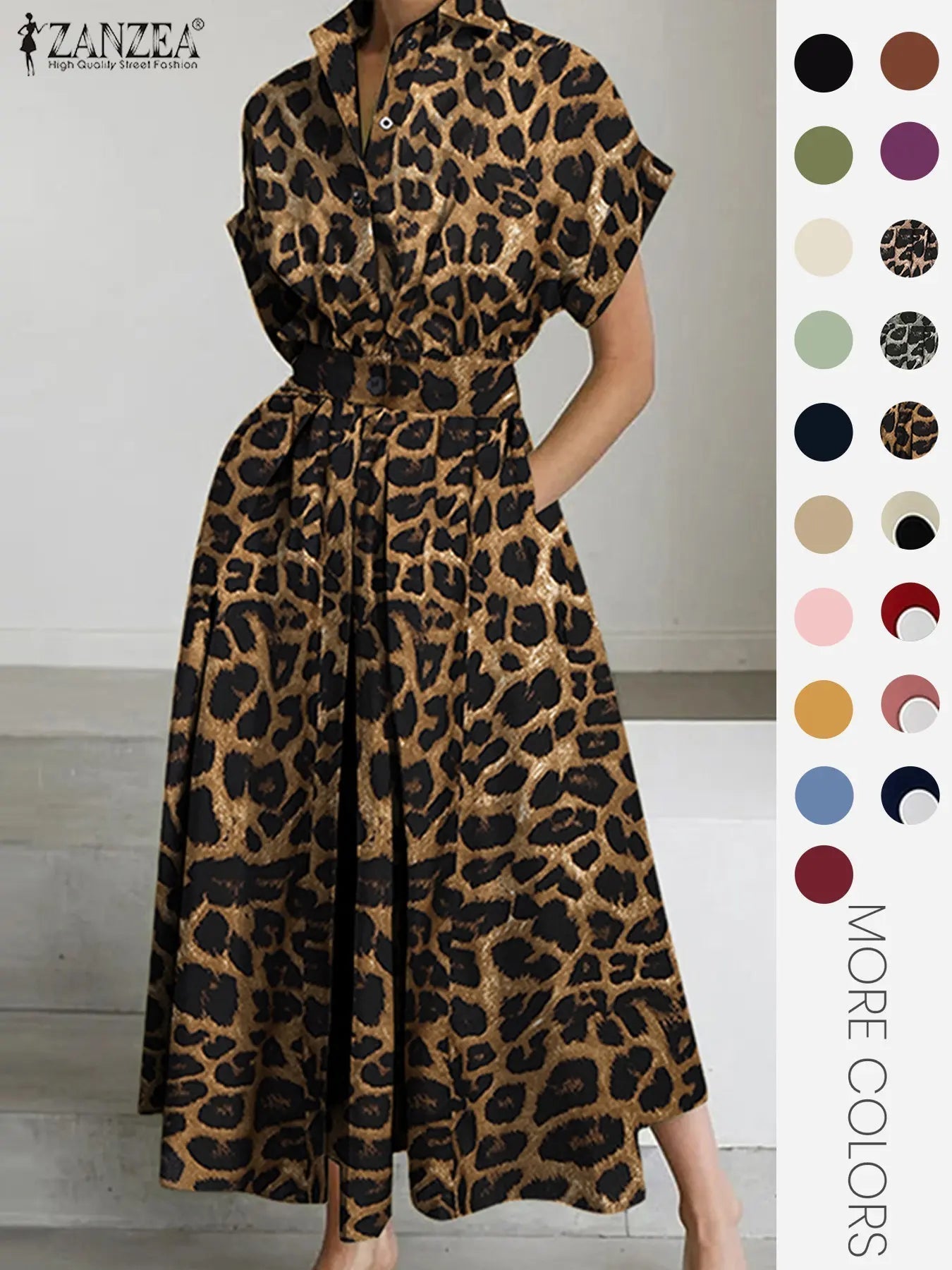 Women's Solid Color Collared Dress, Casual Short Sleeve  Dress for Summer, Ladies Clothes for Daily Wear