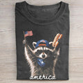 Feral & Free Racoon 4th of July T-shirt