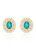 Blue Oval Crystal Cluster Earrings
