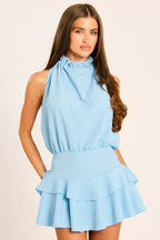 Black Textured Flippy Playsuit - Bernice