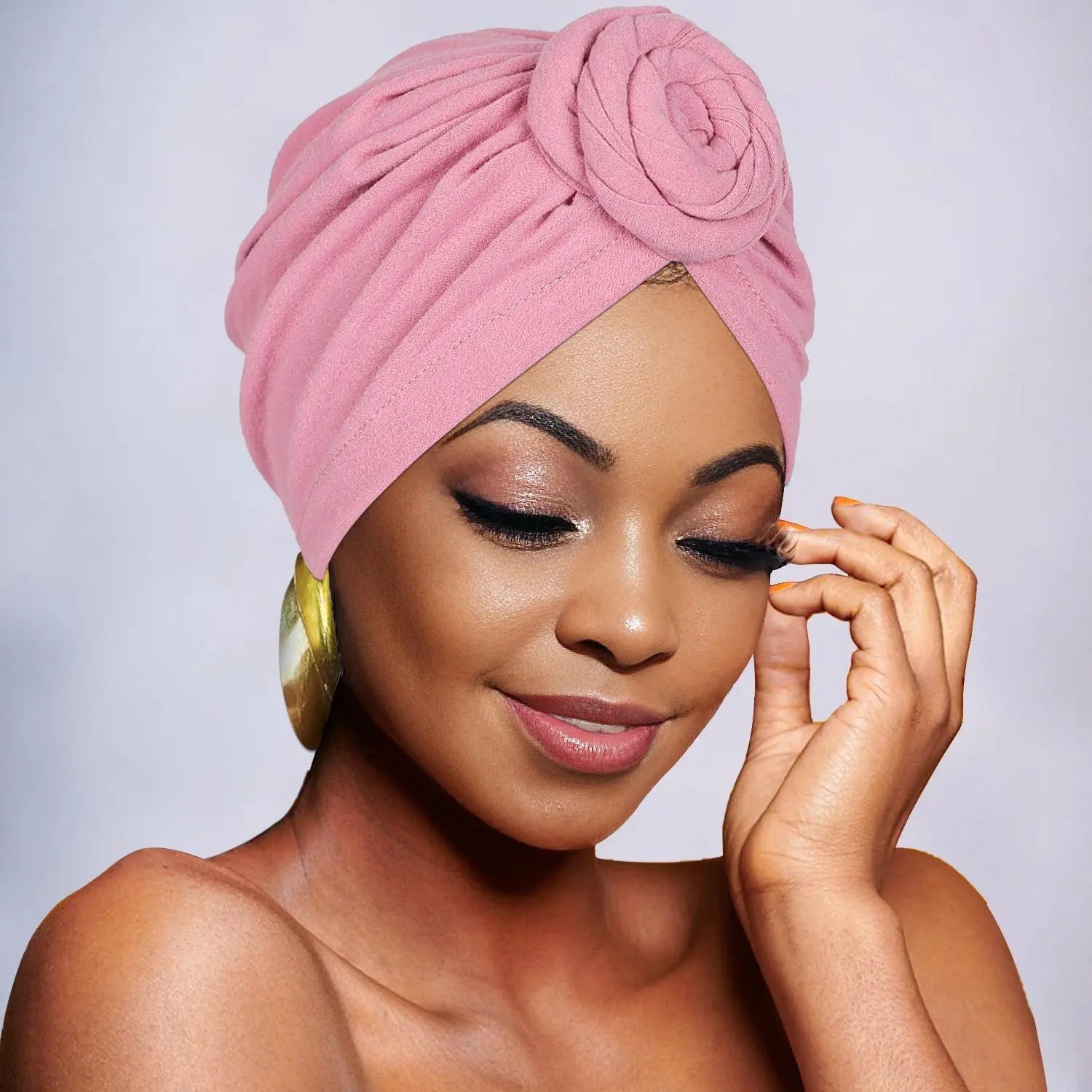 Women's Elegant Solid Color Flower Decor Turban Hat, Casual Trendy Head Wrap, Fashionable Clothes Accessories for Daily Use