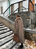 Women's Solid Color Open Front Faux Fur Coat, Elegant Long Sleeve Waterfall Collar Outerwear for Fall & Winter, Women's Clothing for Daily Wear,  Clothing for Women