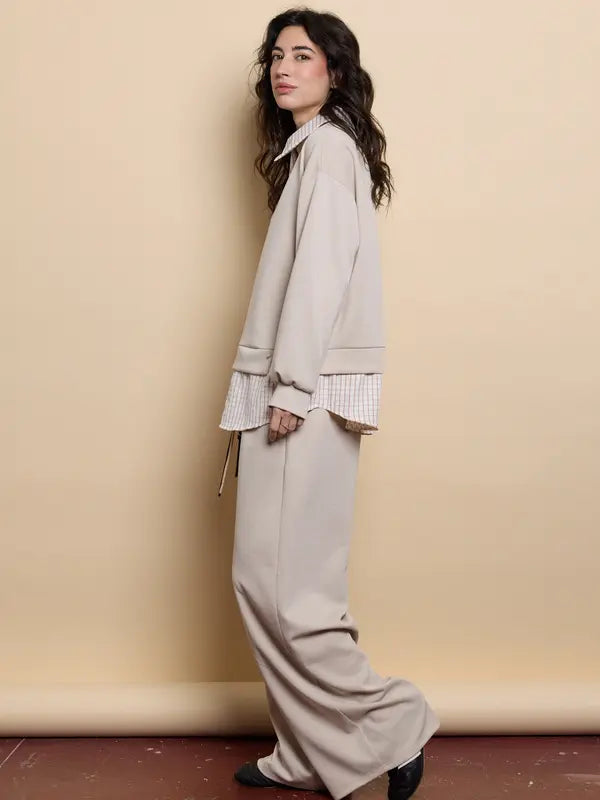 Women's two-piece set, including a top and trousers