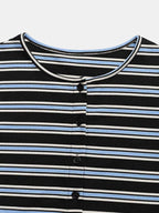 Women's Casual Colorblock Striped Long Sleeve Top & Loose-Fit Pants Set, Perfect for Holidays, Commuting, Daily Wear