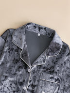 Women's Elegant Winter Pajama Set, Fitted Long Sleeve Button-Up Top & Warm Pants, Comfortable Home Wear for Cold Weather