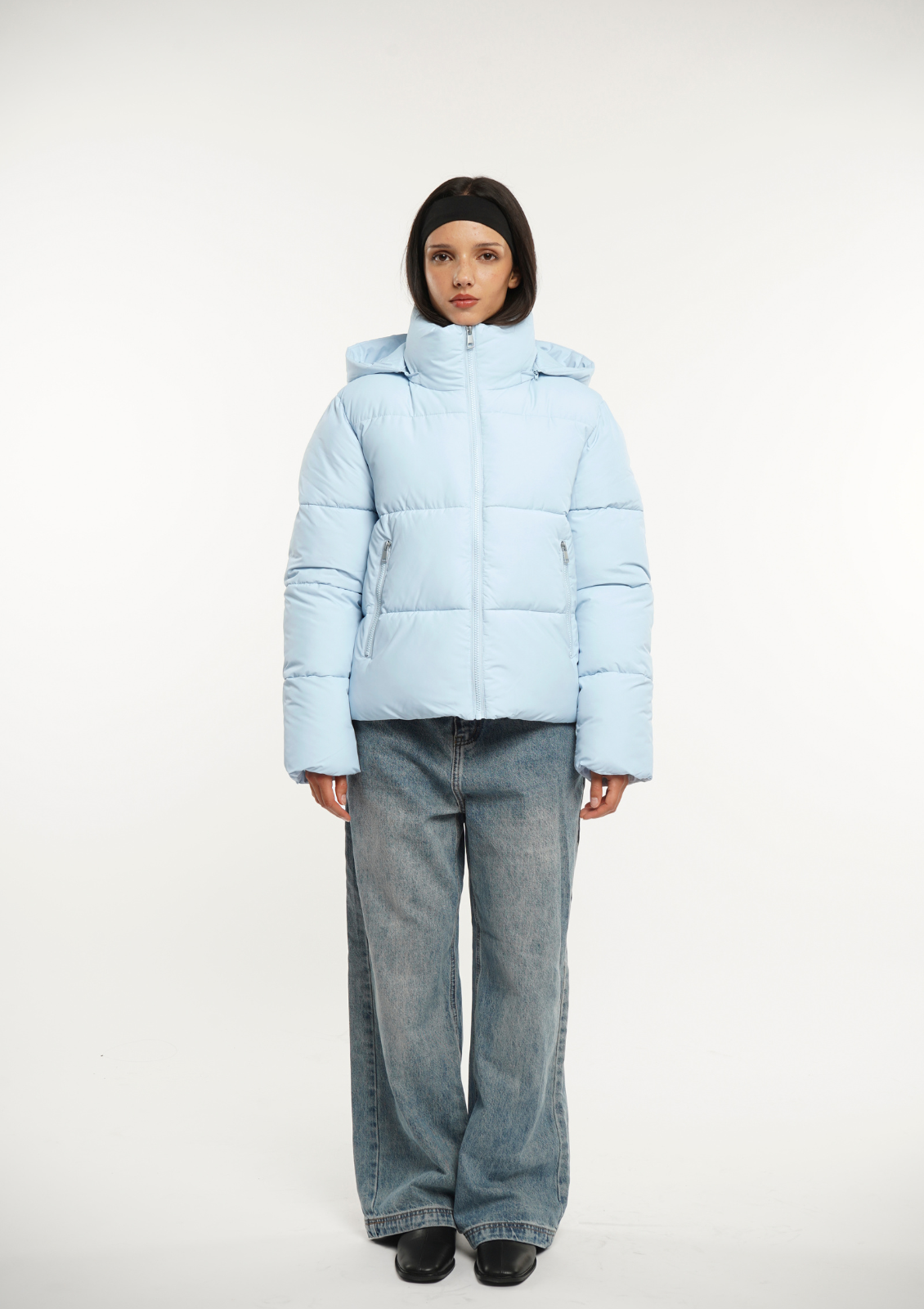 Detachable hooded down jacket