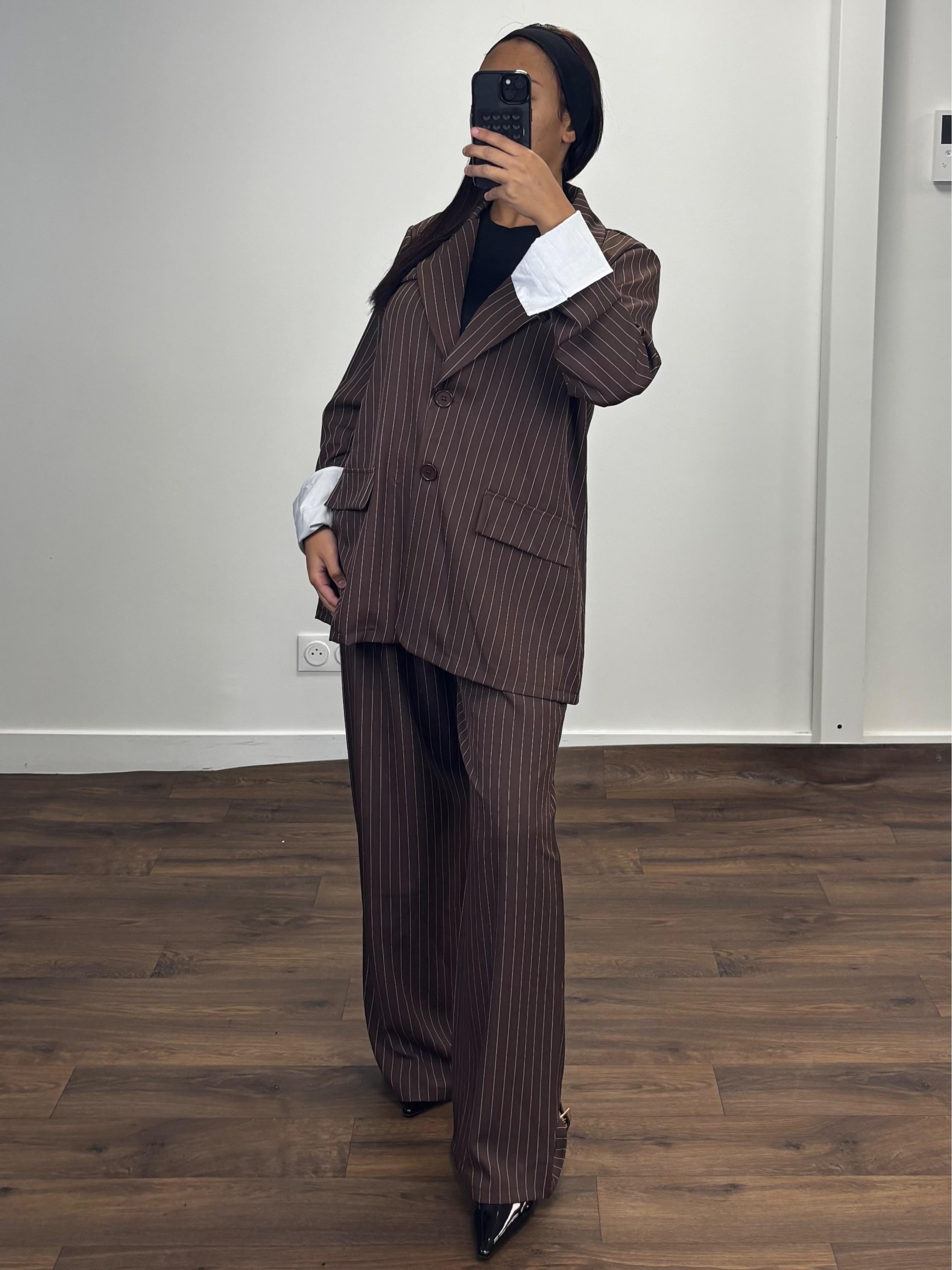Ensemble blazer à rayures