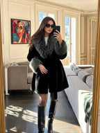 Women's Winter Fashion Faux Fur Coat, Vintage Loose Fit Long Sleeve Jacket, Large Fur Collar, Daily Wear Outerwear