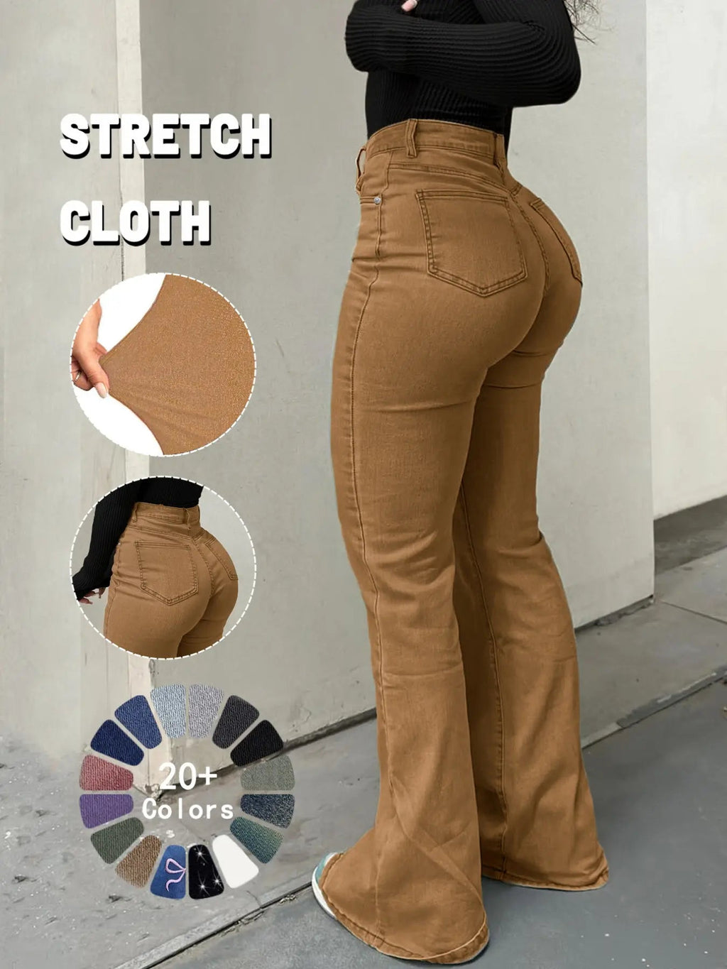 Y2K Women's High Waist Flare Leg Jeans,Casual Button Fly Pocket Design Bell Bottom Denim,Women's Bottoms for Daily Wear,000 Jeans,Fashionable And Versatile Women's Jeans,Suitable For Spring,Summer,Autumn And Winter