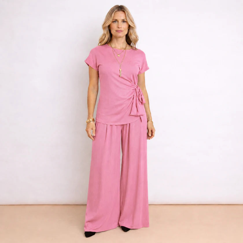 Completo Con Pantalone Fluido E Maglia Con Fiocco