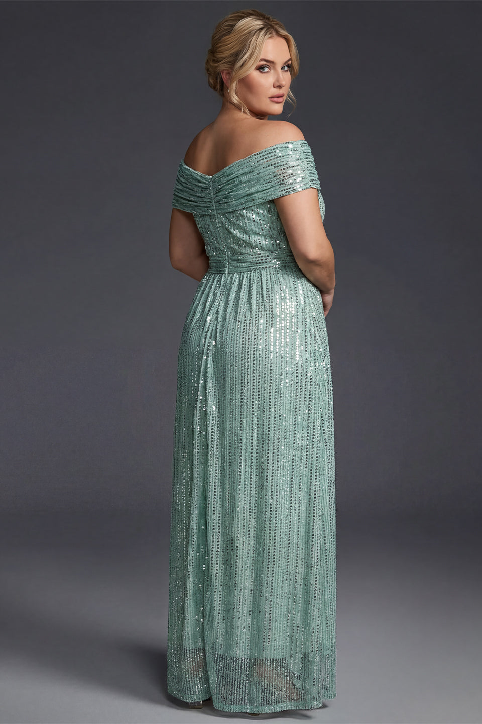 Curveins Plus Size V-Neck Sequin Maxi Dress