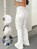 Y2K Women's High Waist Flare Leg Jeans,Casual Button Fly Pocket Design Bell Bottom Denim,Women's Bottoms for Daily Wear,000 Jeans,Fashionable And Versatile Women's Jeans,Suitable For Spring,Summer,Autumn And Winter