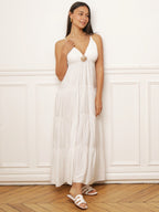 Robe longue à bijou et grands volants
