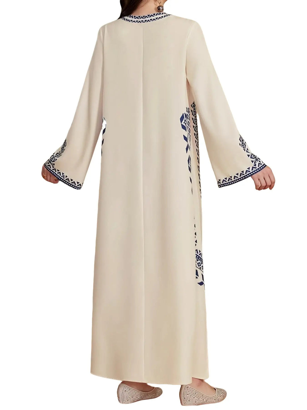 Women's Digital Print Dress, Middle Eastern Style Woven Fabric Long Sleeve A-Line Dress, Fitted Casual Fashion for Spring & Fall Seasons, Womenswear