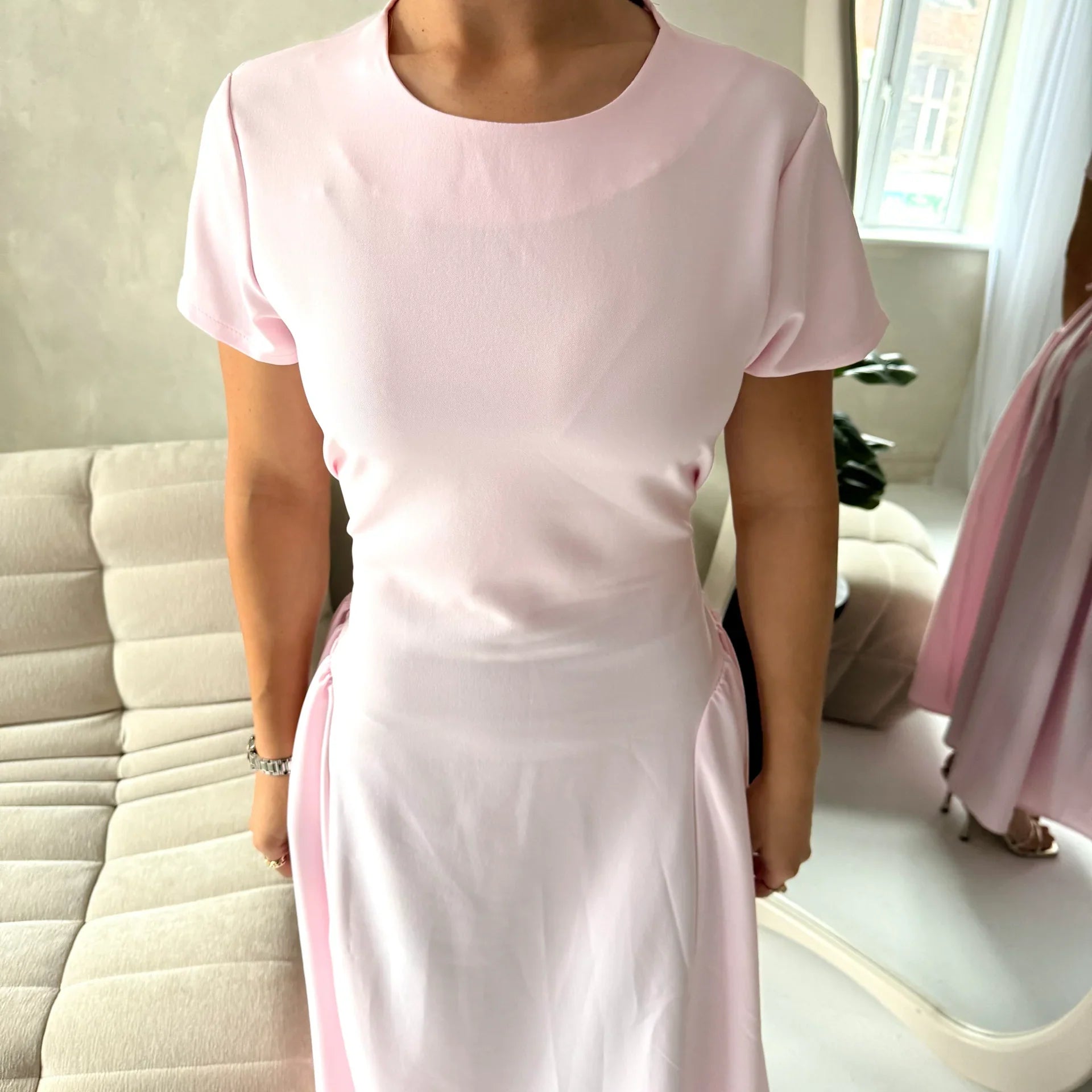 Summer Short Sleeve Tie Back A Lime Dress