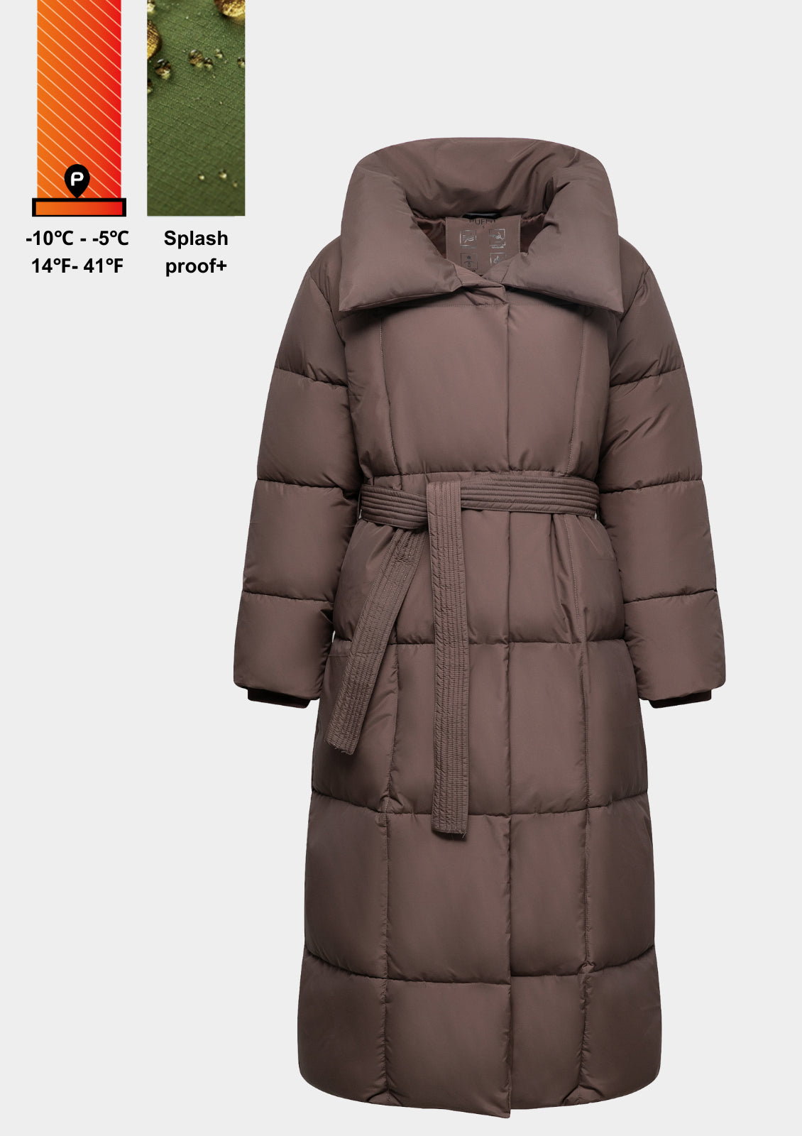 Extra Long Length Belted Button Jacket Splashproof