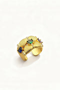 Curveins Unique Textured Handmade Green Zircon Ring