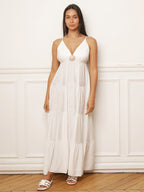 Robe longue à bijou et grands volants