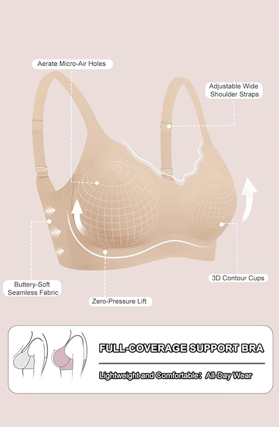 Curveins Ruffle Jelly Bra No Underwire Seamless Push Up Support Comfortable Wireless Everyday Bra