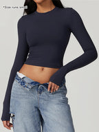 Women's Solid Round Neck Compression Sports Tee