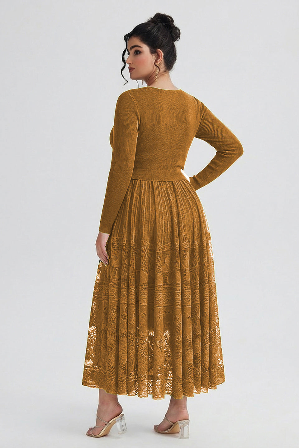 Curveins Plus Size Flowing Solid and Printed Panel Pleated Maxi Dress
