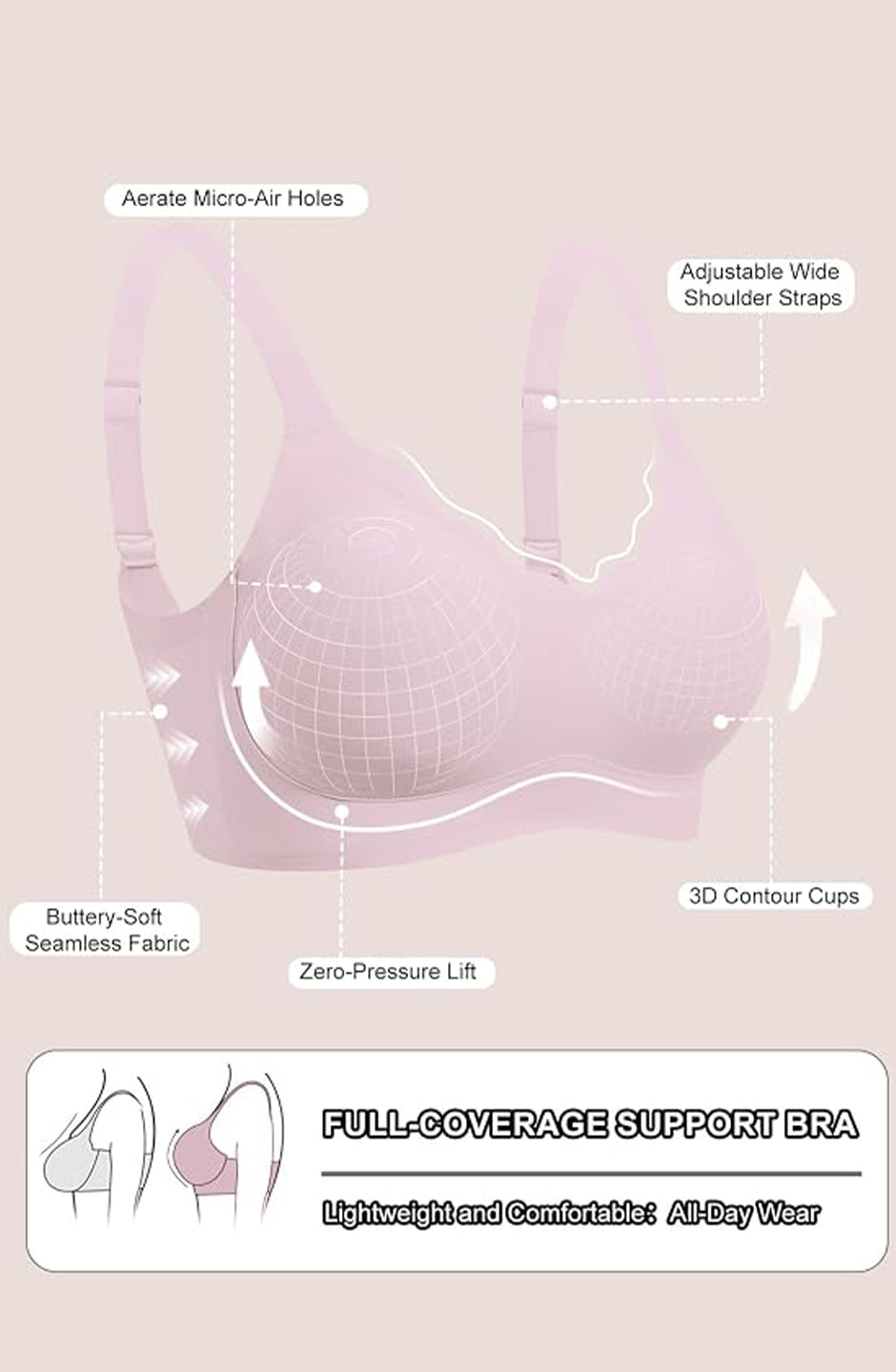 Curveins Ruffle Jelly Bra No Underwire Seamless Push Up Support Comfortable Wireless Everyday Bra