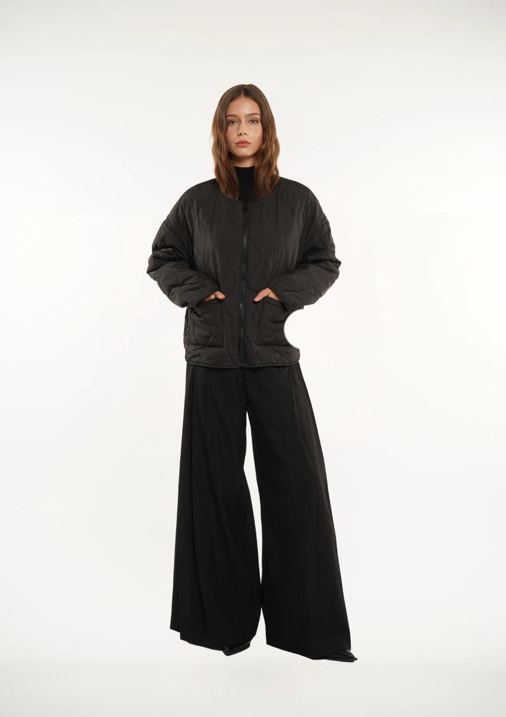Women's Thin Round Neck Quilted Jacket