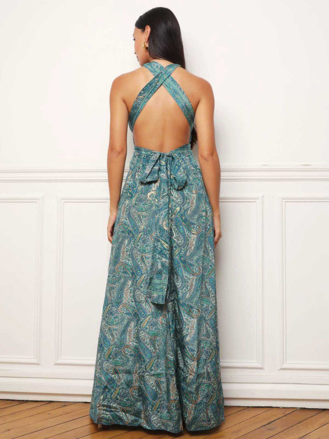 Robe longue multi-portés à imprimé cachemire