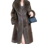 Women's Elegant White Faux Fur Coat High Quality Warm Winter Jacket Dual Purpose for Casual Formal Dinner Long Sleeve Soft Stylish Outerwear Pair with Statement Earrings Womenswear Tops Basic Minimalist winter clothes women winter coats women