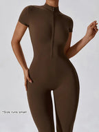 Women's high-neck, sturdy-zip sports jumpsuit