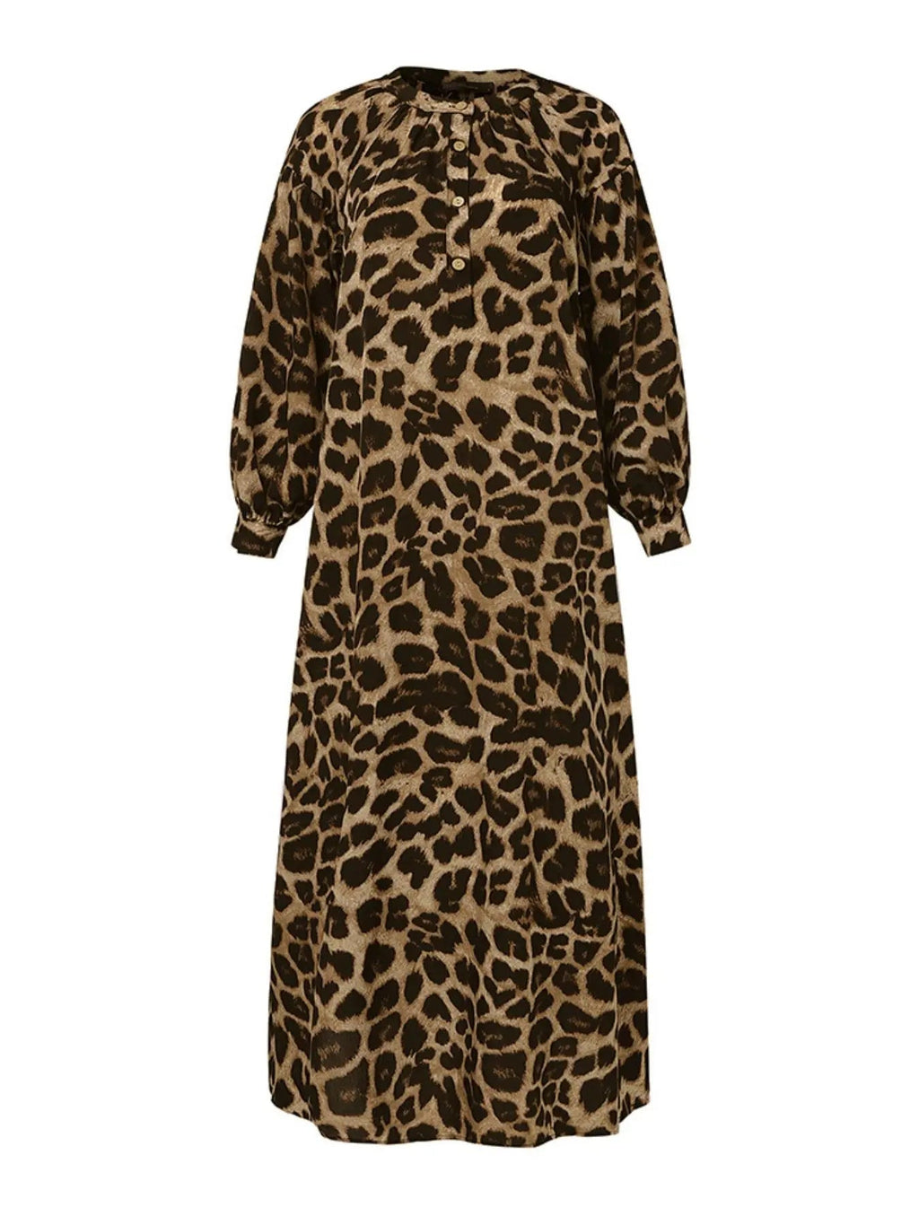 Women's Casual Boho All-Over Leopard Print Dress, Street Long Dress for Vacation Wear, Ladies Clothes for Daily Wear