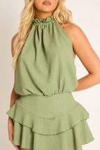 Black Textured Flippy Playsuit - Bernice