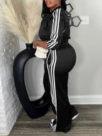 Women's Tracksuit Set, Casual Long Sleeve Zip Up Jacket & Pants Set for Spring & Fall, Women's Clothes for Daily Wear