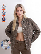 Women's Plain Button Front Drop Shoulder Curved Hem Denim Jacket, Casual Long Sleeve Pocket Design Collar Outerwear for Daily Wear, Ladies Clothes for All Seasons