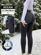 Slim-Fitting High Waisted Fitted Long Denim Jean Pants