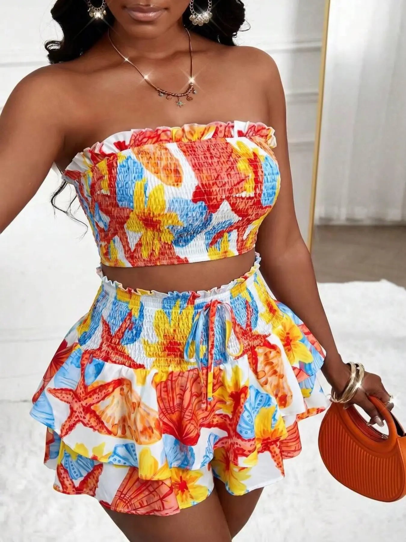 Women's cropped vest and mini skirt set