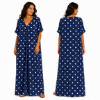 Robe Longue Oversize Femme à Pois Coupe Fluide Chic Été