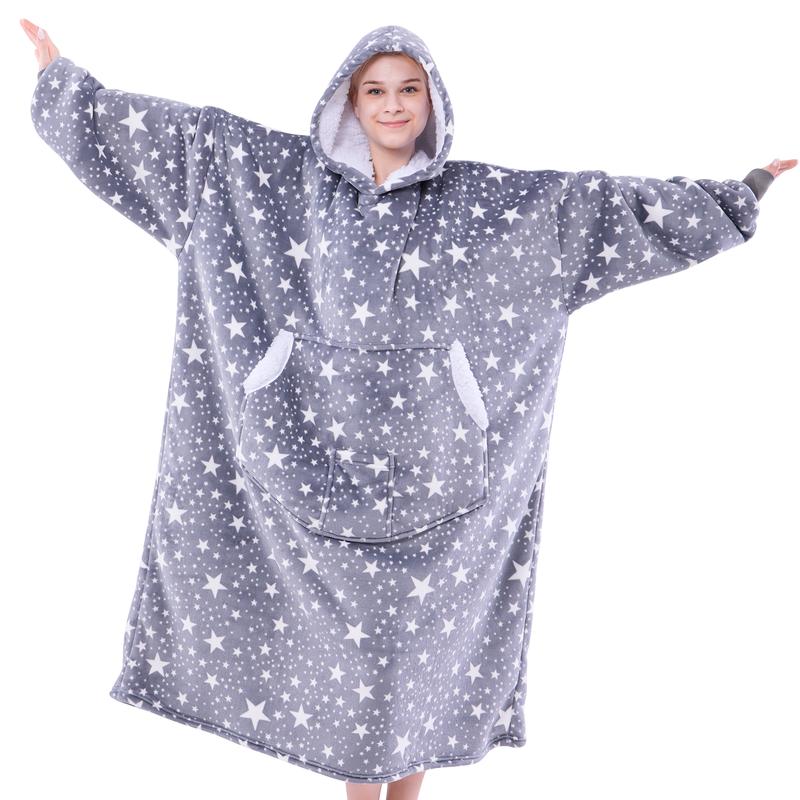 Wearable Blanket Hoodie Oversized Sherpa Fleece Hooded Sweatshirt Blanket with Sleeves,Cozy and Giant Blanket Hoodie Extra Long for Adults Women Winter Gift (Strawberry)