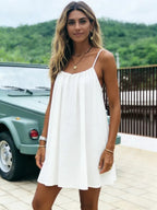 New Solid Backless Spaghetti Strap Short Dress